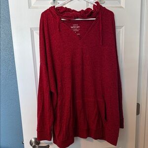 torrid Red Super Soft V-Neck Hooded Sweater